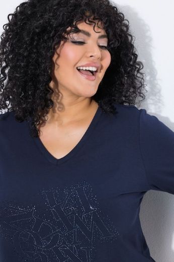 Plus size veliki brojevi Majica 3/4 rukava V ovratnika za punije