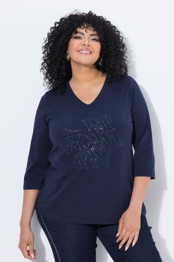 Plus size veliki brojevi Majica 3/4 rukava V ovratnika za punije