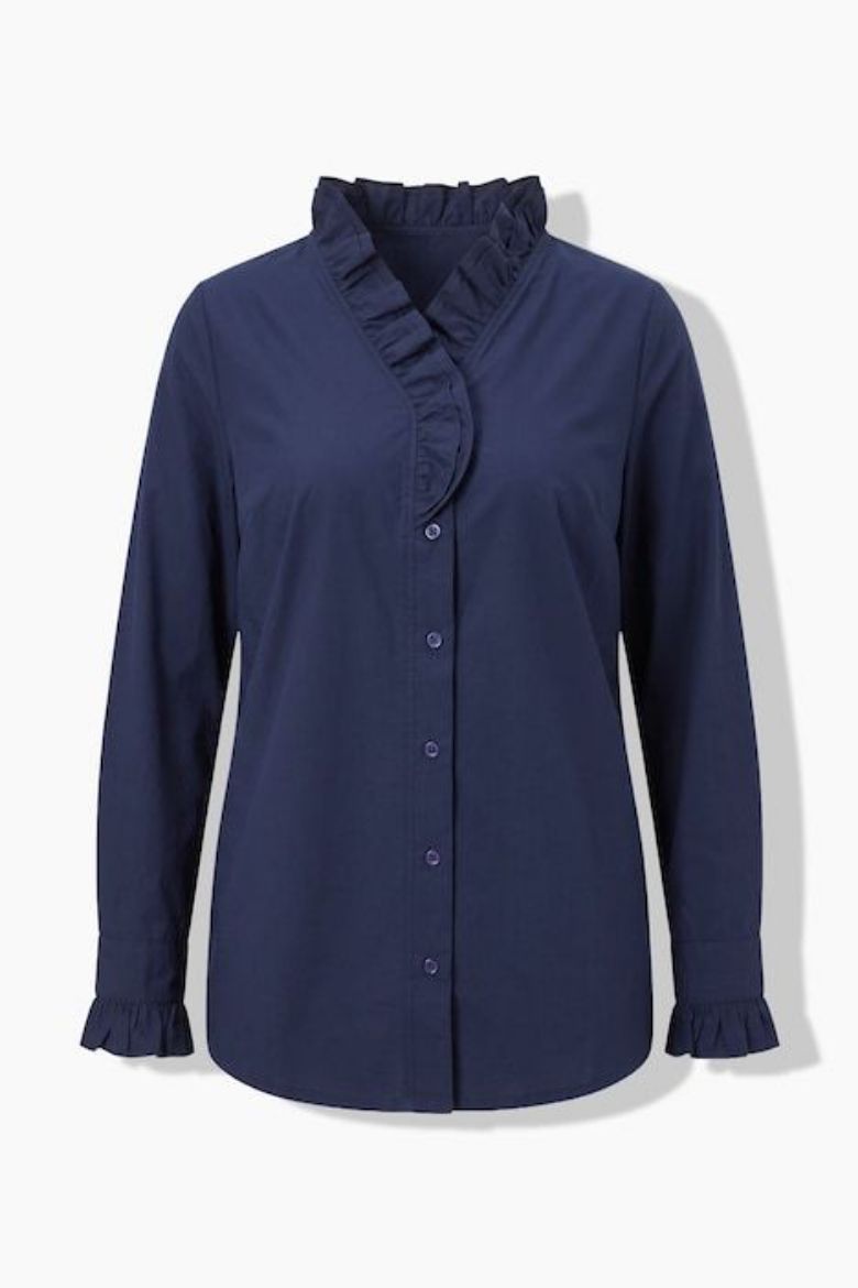 Plus size veliki brojevi Bluza s volanom na ovratniku za punije