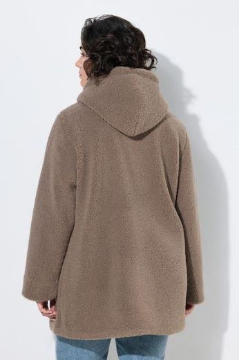 Plus size veliki brojevi Jakna teddy s kapuljačom za punije
