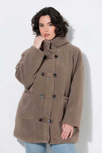 Plus size veliki brojevi Jakna teddy s kapuljačom za punije
