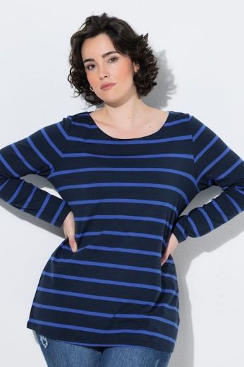 Plus size veliki brojevi Majica dugih rukava na pruge za punije