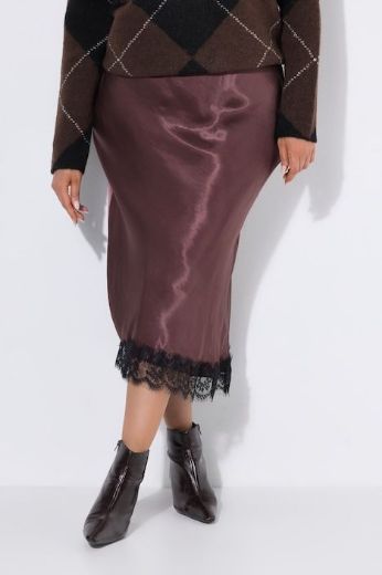 Plus size veliki brojevi Suknja satenska s dodatkom ukrasne čipke za punije