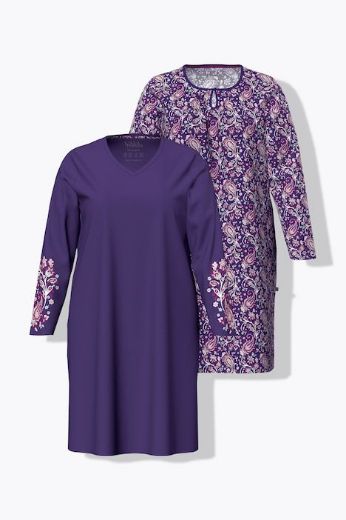 Plus size veliki brojevi Spavaćica dugih rukava 2 komada za punije