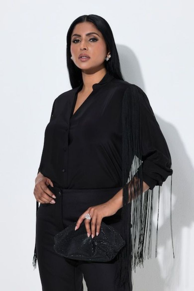 Plus size veliki brojevi Bluza dugih rukava s resicama za punije