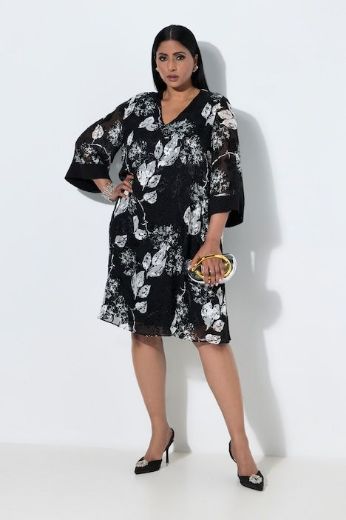 Plus size veliki brojevi Haljina midi 3/4 rukava za punije