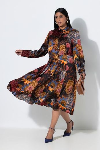 Plus size veliki brojevi Haljina midi dugih rukava za punije