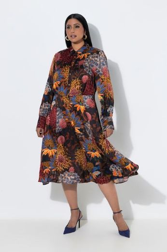 Plus size veliki brojevi Haljina midi dugih rukava za punije