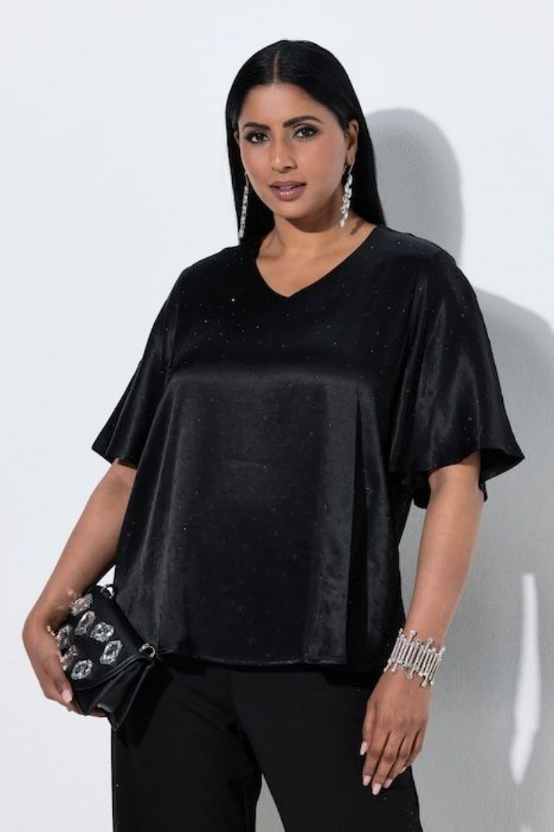 Plus size veliki brojevi Bluza kratkih rukava V ovratnika za punije