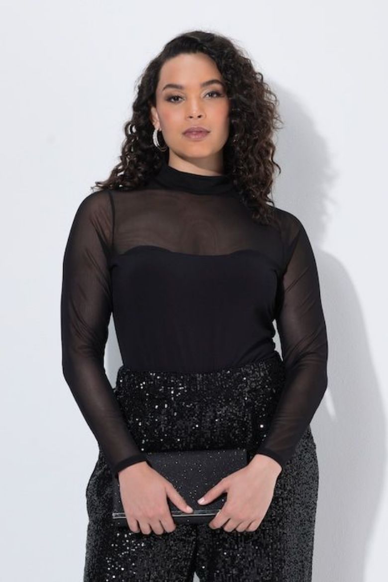 Plus size veliki brojevi Bodi mrežasti dugih rukava za punije