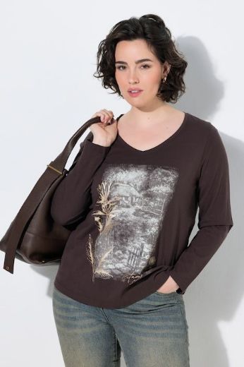 Plus size veliki brojevi Majica dugih rukava V ovratnika za punije