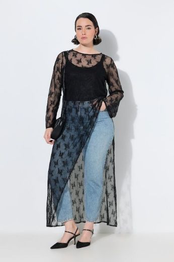 Plus size veliki brojevi Haljina maxi od prozirne čipke za punije