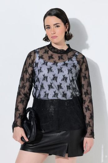 Plus size veliki brojevi Majica dugih rukava od prozirne čipke za punije