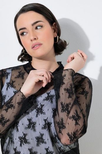Plus size veliki brojevi Majica dugih rukava od prozirne čipke za punije