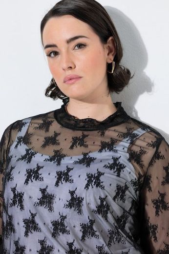 Plus size veliki brojevi Majica dugih rukava od prozirne čipke za punije