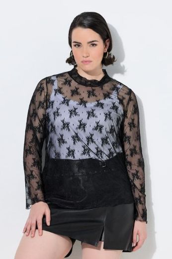 Plus size veliki brojevi Majica dugih rukava od prozirne čipke za punije
