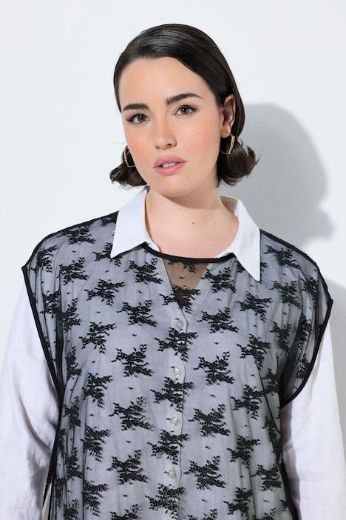 Plus size veliki brojevi Prsluk od prozirne čipke za punije
