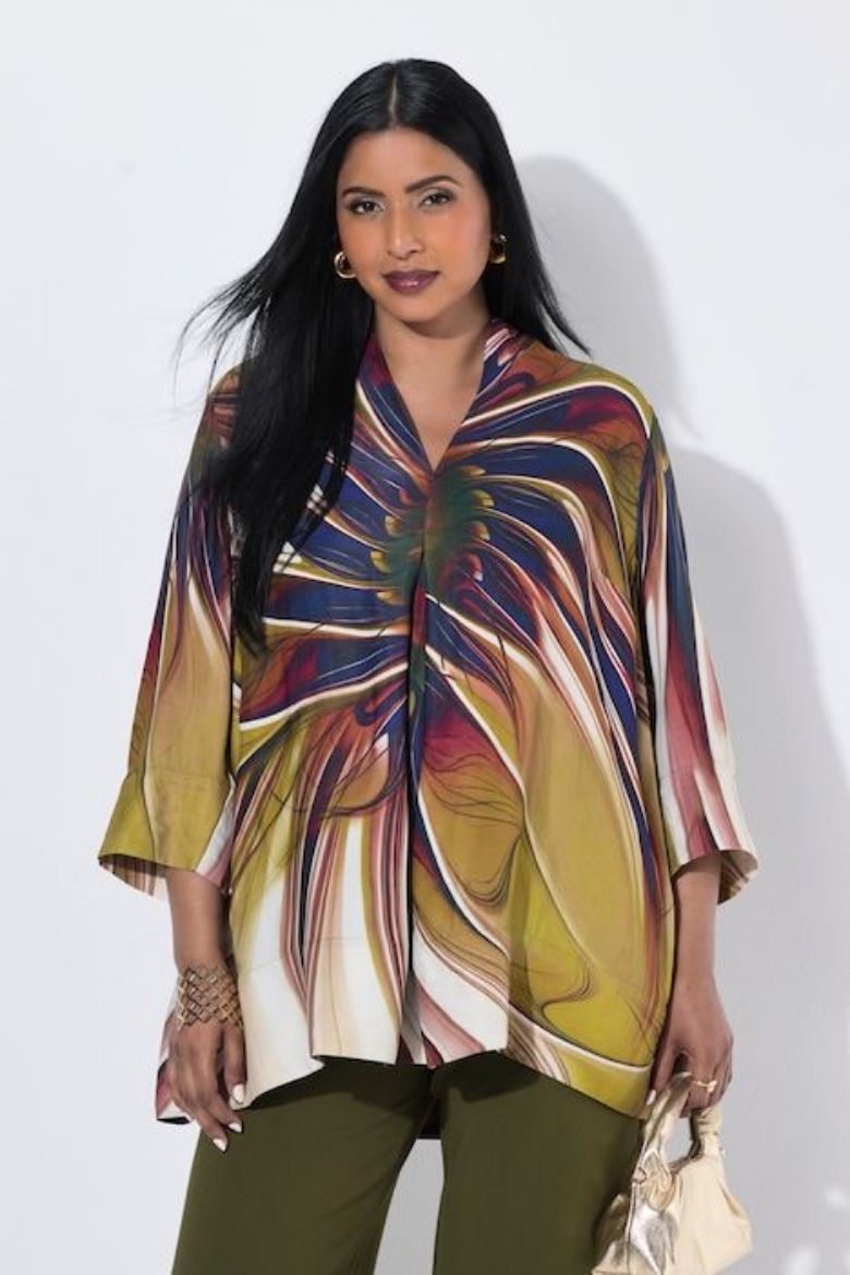 Plus size veliki brojevi Bluza 3/4 rukava A kroja za punije