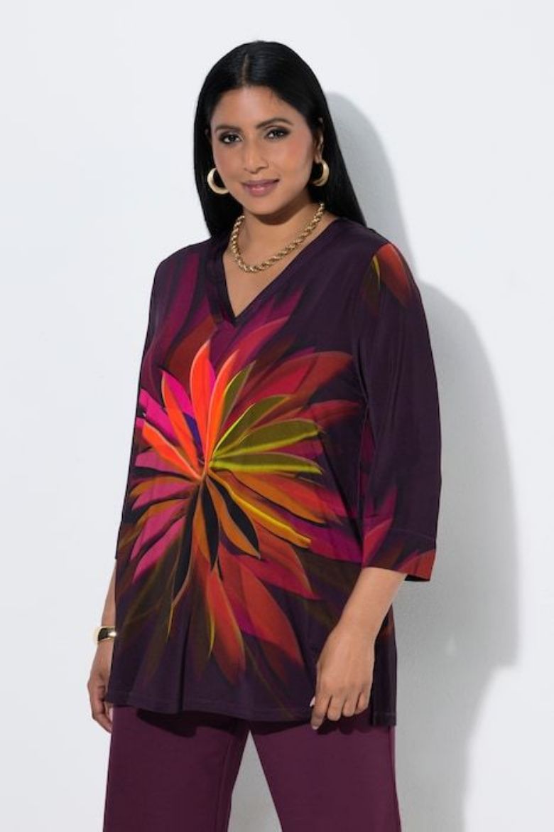 Plus size veliki brojevi Bluza 3/4 rukava V ovratnika za punije