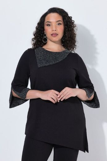 Plus size veliki brojevi Bluza 3/4 rukava asimetričnog kroja za punije