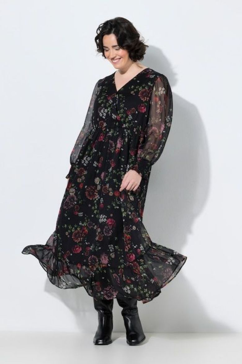 Plus size veliki brojevi Haljina maxi dugih rukava za punije