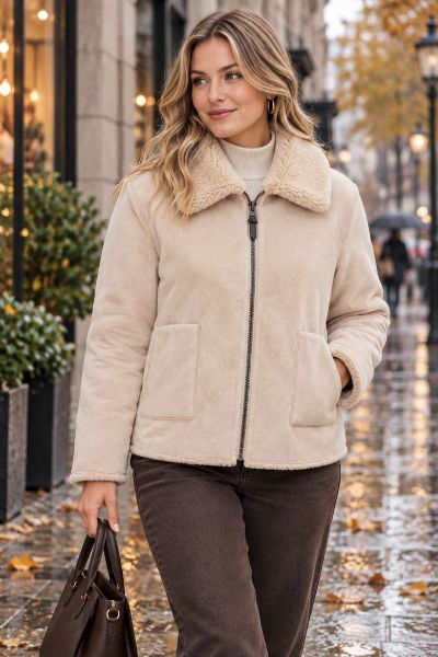 Veliki brojevi Jakna dvostrana od teddy flisa moda za punije