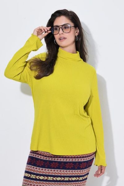 Veliki brojevi Majica dugih rukava povišenog ovratnika moda za punije