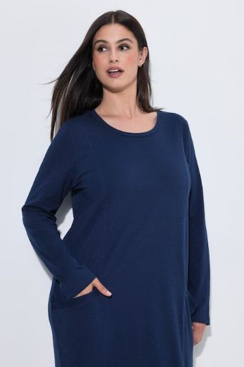 Plus size veliki brojevi Spavaćica dugih rukava s džepovima za punije