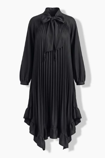 Plus size veliki brojevi Haljina midi dugih rukava plisirana za punije