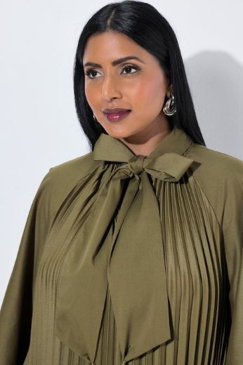 Plus size veliki brojevi Haljina midi dugih rukava plisirana za punije