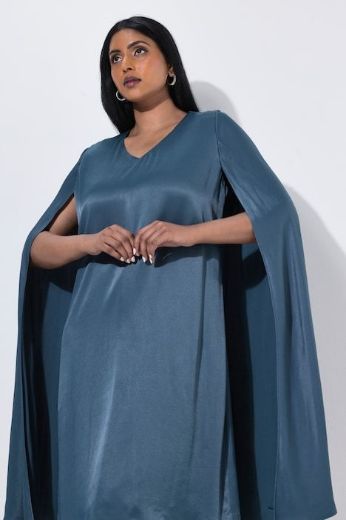 Plus size veliki brojevi Haljina svečana satenska s plaštom za punije