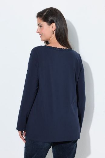 Plus size veliki brojevi Majica dugih rukava V ovratnika s dodatkom čipke za punije