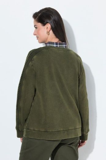 Plus size veliki brojevi Majica dugih rukava s pletenim detaljima za punije