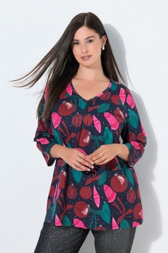 Plus size veliki brojevi Majica 3/4 rukava s božićnim motivom za punije