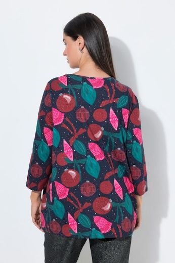 Plus size veliki brojevi Majica 3/4 rukava s božićnim motivom za punije