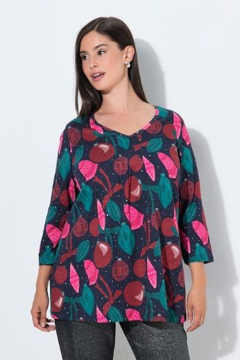 Plus size veliki brojevi Majica 3/4 rukava s božićnim motivom za punije