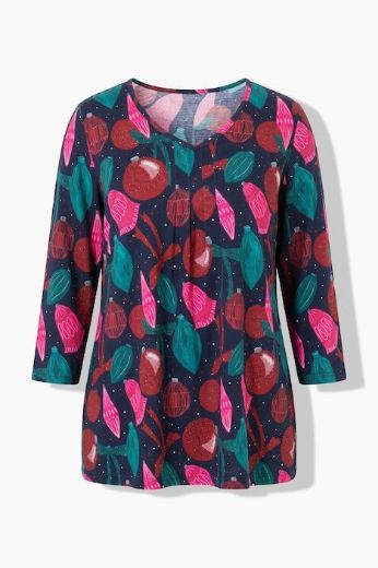 Plus size veliki brojevi Majica 3/4 rukava s božićnim motivom za punije