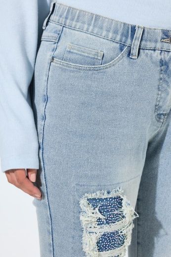 Plus size veliki brojevi Traperice širokih nogavica s poderanim detaljima za punije