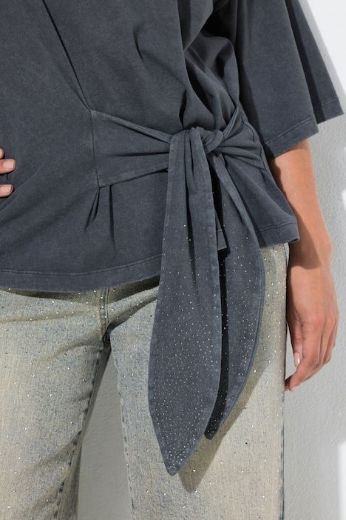 Plus size veliki brojevi Majica kratkih rukava s trakom na vezanje za punije