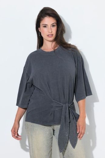 Plus size veliki brojevi Majica kratkih rukava s trakom na vezanje za punije