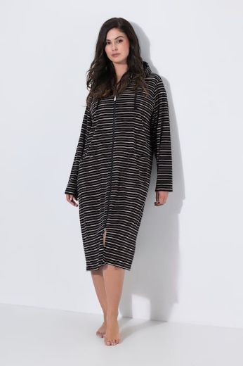 Plus size veliki brojevi Ogrtač s kapuljačom na pruge za punije