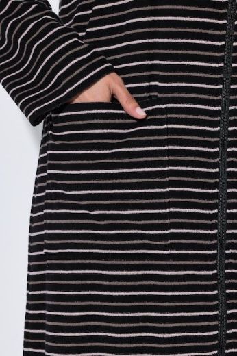 Plus size veliki brojevi Ogrtač s kapuljačom na pruge za punije