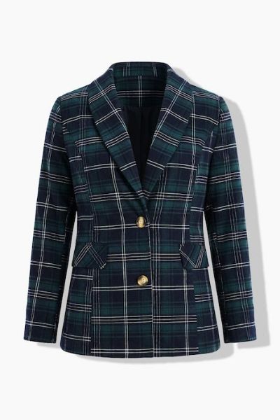 Veliki brojevi Sako karirani dužeg kroja moda za punije
