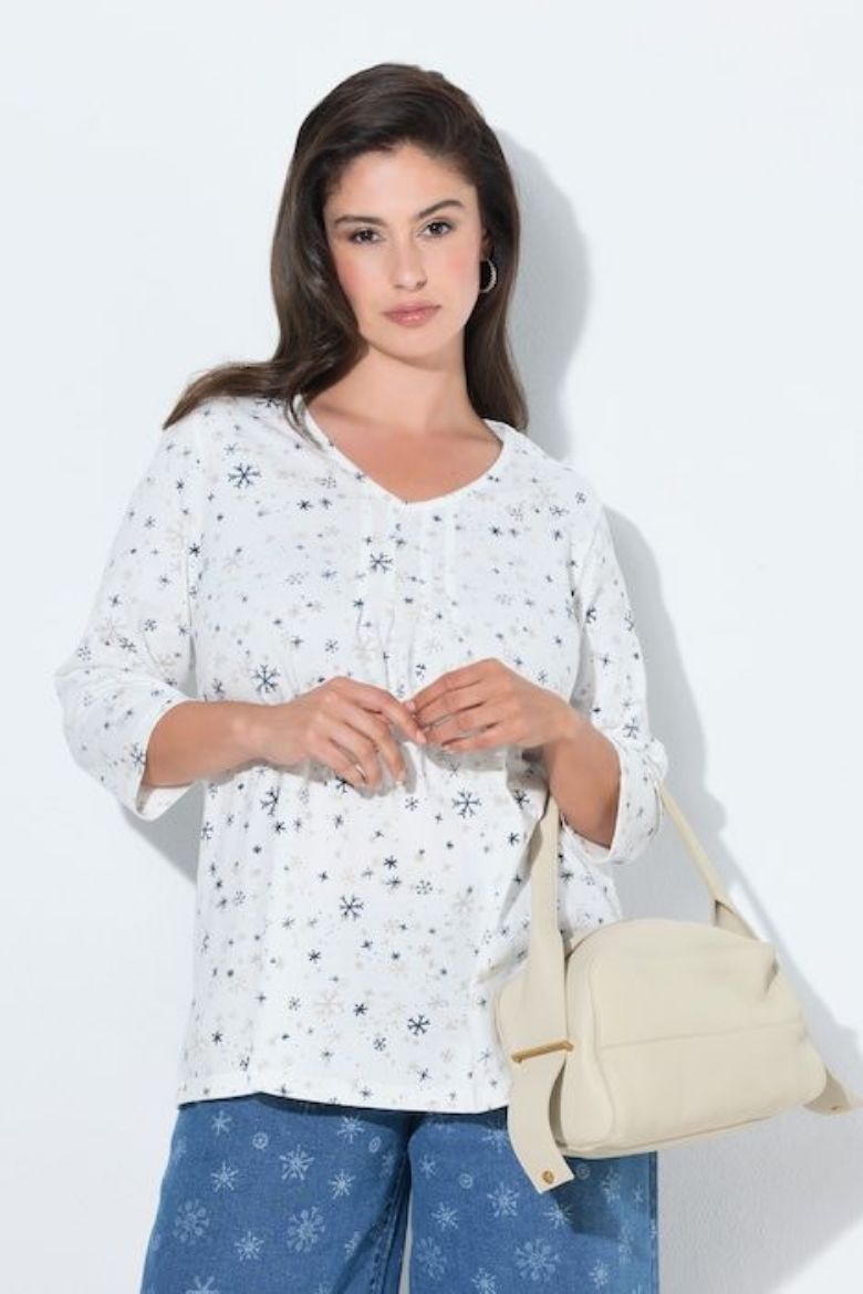 Plus size veliki brojevi Majica 3/4 rukava V ovratnika za punije