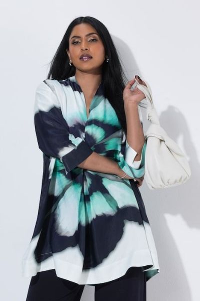 Veliki brojevi Bluza 3/4 rukava satenska A kroja moda za punije