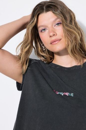 Plus size veliki brojevi Majica kratkih rukava s ukrasnim kamenčićima za punije