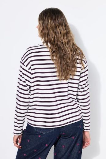 Plus size veliki brojevi Majica dugih rukava šireg kroja na pruge za punije