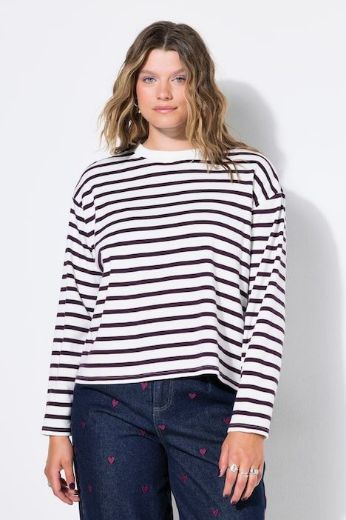 Plus size veliki brojevi Majica dugih rukava šireg kroja na pruge za punije