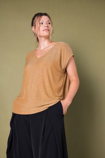 Plus size veliki brojevi Top V ovratnika sa sjajnim nitima za punije