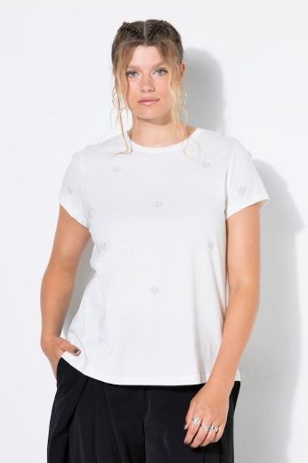 Plus size veliki brojevi Majica kratkih rukava s ukrasnim perlicama za punije